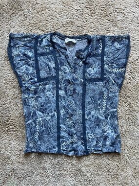 Indi and Cold Sheer Blouse Size Small Blue Boho Summer Office Business Casual
